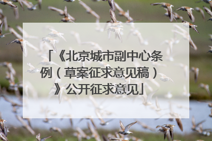 《北京城市副中心条例（草案征求意见稿）》公开征求意见