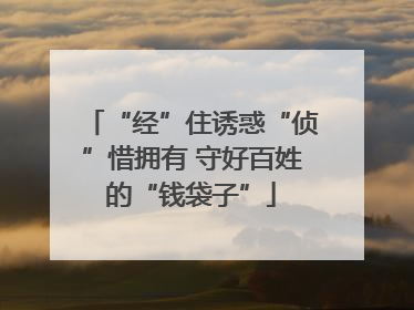 “经”住诱惑“侦”惜拥有 守好百姓的“钱袋子”