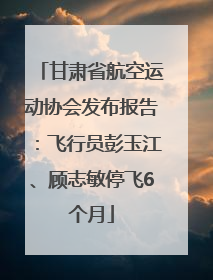 甘肃省航空运动协会发布报告：飞行员彭玉江、顾志敏停飞6个月