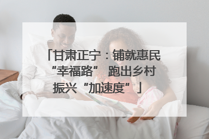 甘肃正宁：铺就惠民“幸福路” 跑出乡村振兴“加速度”