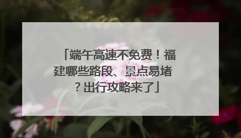 端午高速不免费！福建哪些路段、景点易堵？出行攻略来了