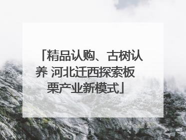精品认购、古树认养 河北迁西探索板栗产业新模式