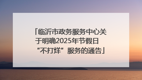 临沂市政务服务中心关于明确2025年节假日“不打烊”服务的通告