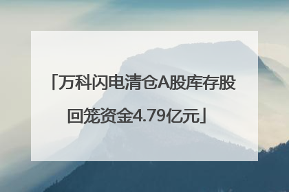 万科闪电清仓A股库存股 回笼资金4.79亿元