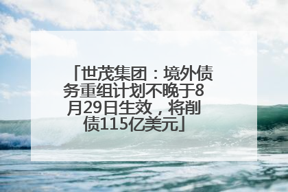 世茂集团：境外债务重组计划不晚于8月29日生效，将削债115亿美元