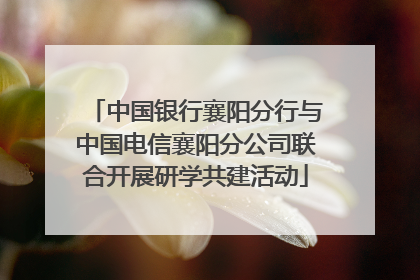 中国银行襄阳分行与中国电信襄阳分公司联合开展研学共建活动