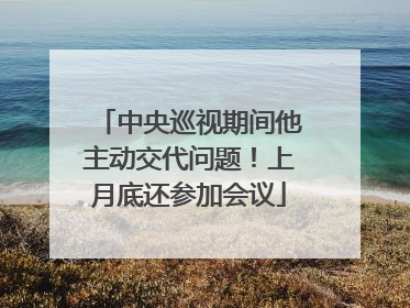 中央巡视期间他主动交代问题！上月底还参加会议
