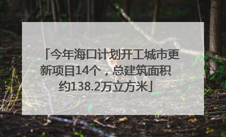 今年海口计划开工城市更新项目14个，总建筑面积约138.2万立方米