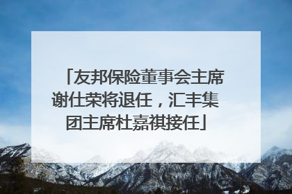 友邦保险董事会主席谢仕荣将退任，汇丰集团主席杜嘉祺接任