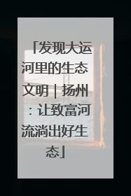 发现大运河里的生态文明｜扬州：让致富河流淌出好生态