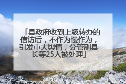 县政府收到上级转办的信访后，不作为慢作为，引发重大舆情，分管副县长等25人被处理