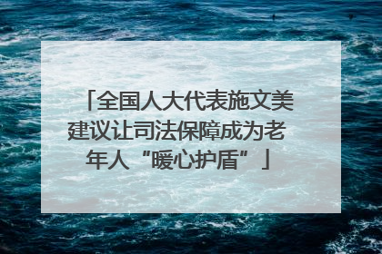 全国人大代表施文美建议让司法保障成为老年人“暖心护盾”