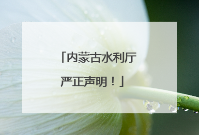 内蒙古水利厅严正声明！