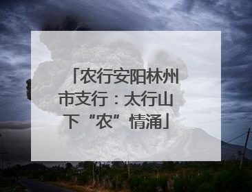 农行安阳林州市支行：太行山下“农”情涌