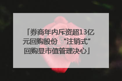 券商年内斥资超13亿元回购股份 “注销式”回购显市值管理决心