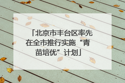 北京市丰台区率先在全市推行实施“青苗培优”计划