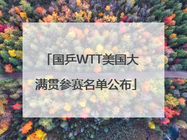 国乒WTT美国大满贯参赛名单公布