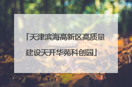 天津滨海高新区高质量建设天开华苑科创园