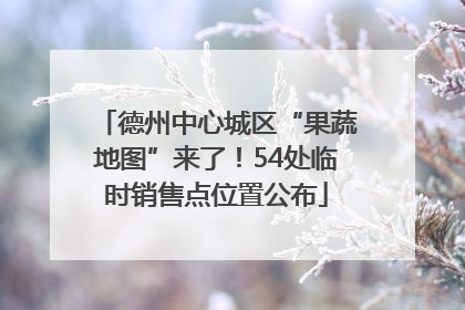 德州中心城区“果蔬地图”来了！54处临时销售点位置公布