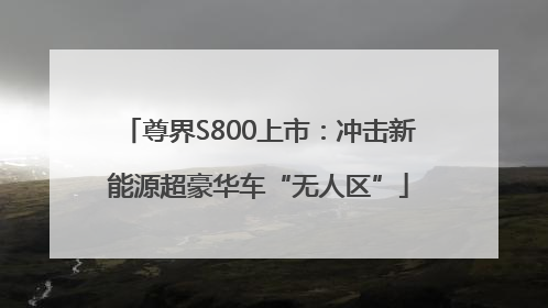 尊界S800上市：冲击新能源超豪华车“无人区”