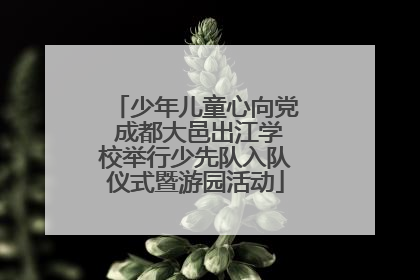 少年儿童心向党 成都大邑出江学校举行少先队入队仪式暨游园活动