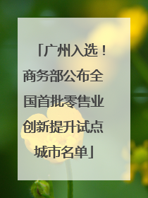 广州入选！商务部公布全国首批零售业创新提升试点城市名单