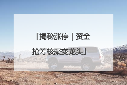揭秘涨停｜资金抢筹核聚变龙头