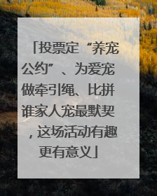 投票定“养宠公约”、为爱宠做牵引绳、比拼谁家人宠最默契，这场活动有趣更有意义