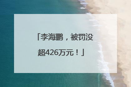 李海鹏，被罚没超426万元！