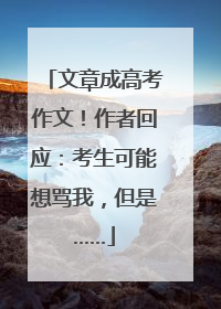 文章成高考作文！作者回应：考生可能想骂我，但是……