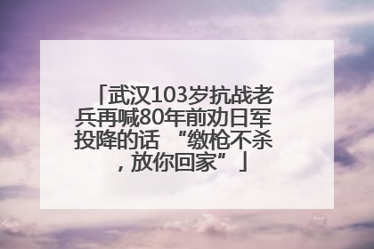 武汉103岁抗战老兵再喊80年前劝日军投降的话 “缴枪不杀，放你回家”
