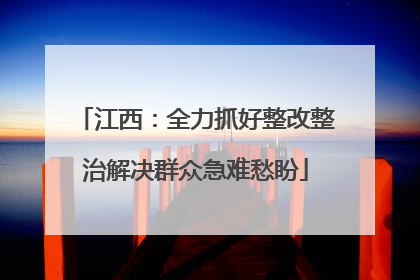 江西：全力抓好整改整治解决群众急难愁盼