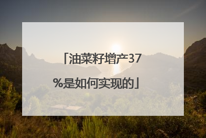 油菜籽增产37%是如何实现的