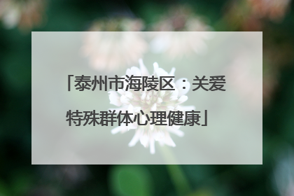 泰州市海陵区：关爱特殊群体心理健康