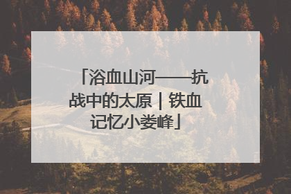 浴血山河——抗战中的太原｜铁血记忆小娄峰