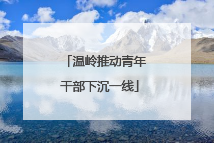温岭推动青年干部下沉一线