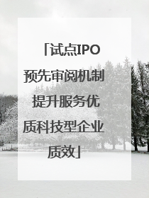 试点IPO预先审阅机制 提升服务优质科技型企业质效