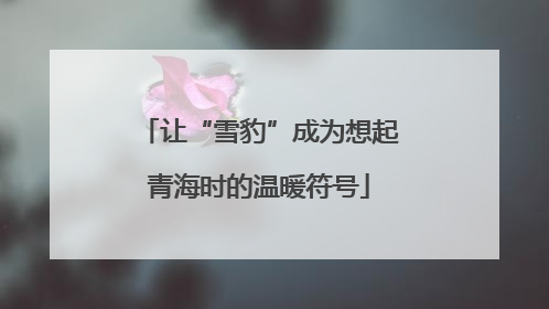 让“雪豹”成为想起青海时的温暖符号