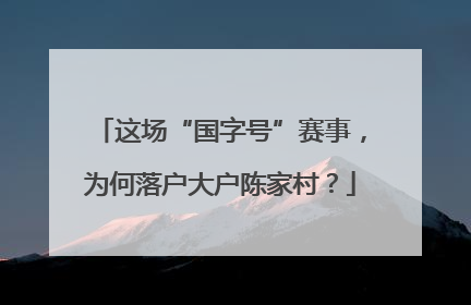 这场“国字号”赛事，为何落户大户陈家村？