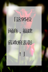 这95位闽商，福建省政府表彰！