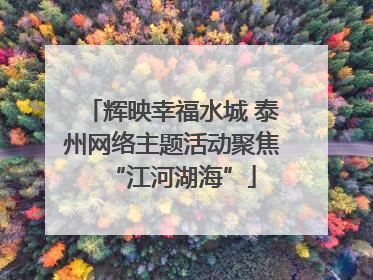 辉映幸福水城 泰州网络主题活动聚焦“江河湖海”