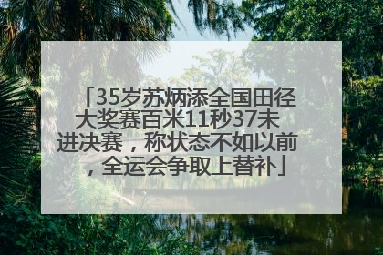 35岁苏炳添全国田径大奖赛百米11秒37未进决赛，称状态不如以前，全运会争取上替补